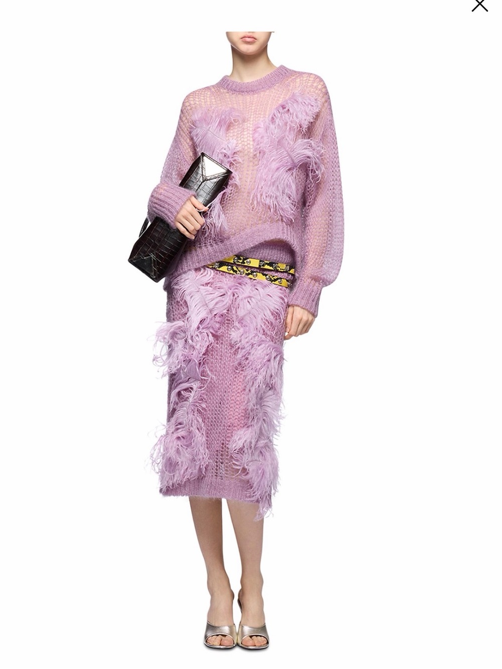The Attico Lilac Feather-Trim Midi Skirt set